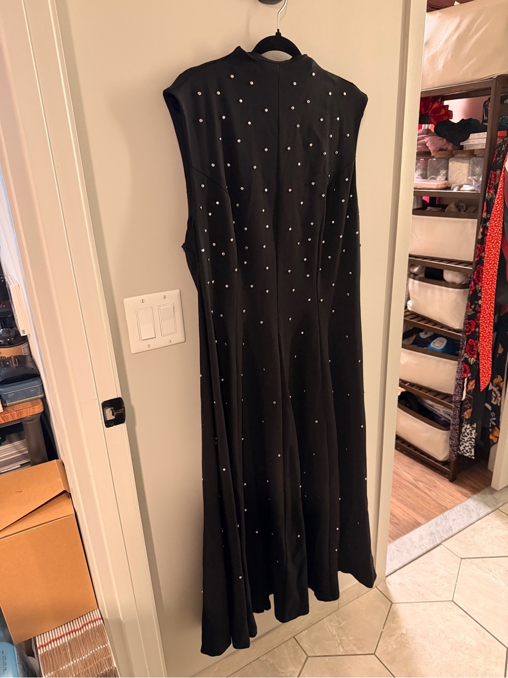 Eloquii Black Sleeveless Maxi Dress with Scattered Studs